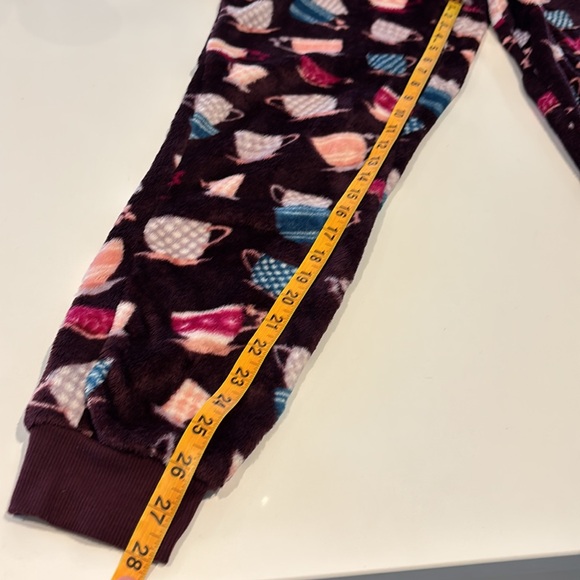 Women’s Joyspun Pajama Bottoms Burgundy With Coffee Cups Soft Fabric S - Picture 5 of 13